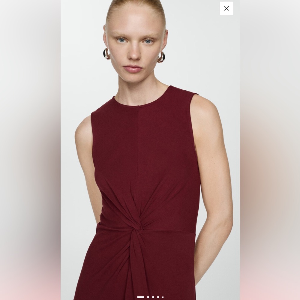 NWT - Mango MIDI-DRESS WITH DRAPED DETAIL Maroon